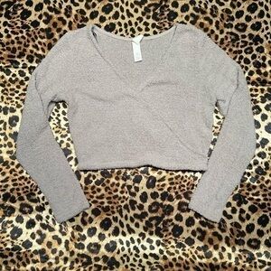 H&M Light Grey Fuzzy Crossover Long Sleeve